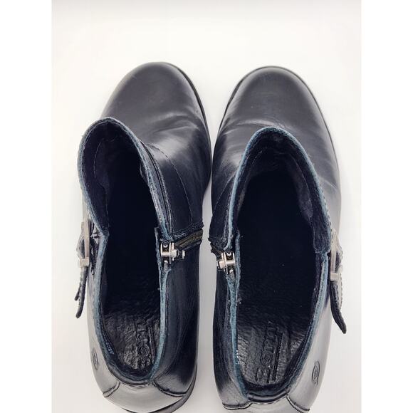 BORN Moto Ankle Boots Women's Size 9.5 Black Leather Side Zip Buckle Straps - Picture 10 of 10